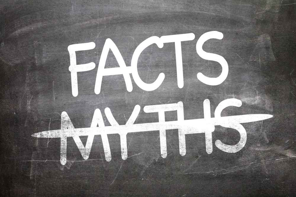 Facts Myths written on a chalkboard