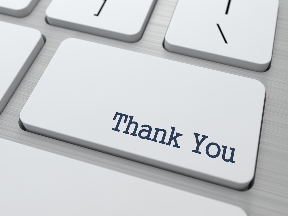 Thank You Button on Modern Computer Keyboard with Word Partners on It.